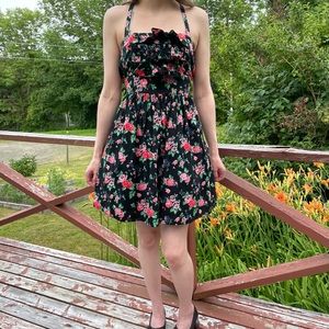 Floral Black Dress 100% Cotton